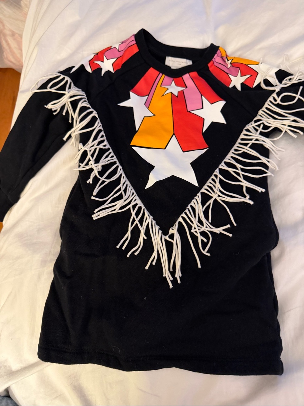 Stella McCartney Kids Black Star Fringe sweatshirt dress